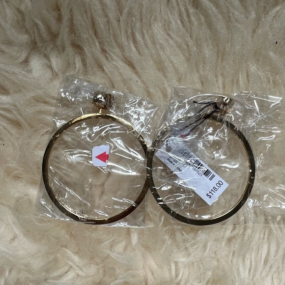 NWT Henri Bendel Yellow Gold and Crystal Deco Pave Hoops w dustbag - Glamorous! - Picture 2 of 3